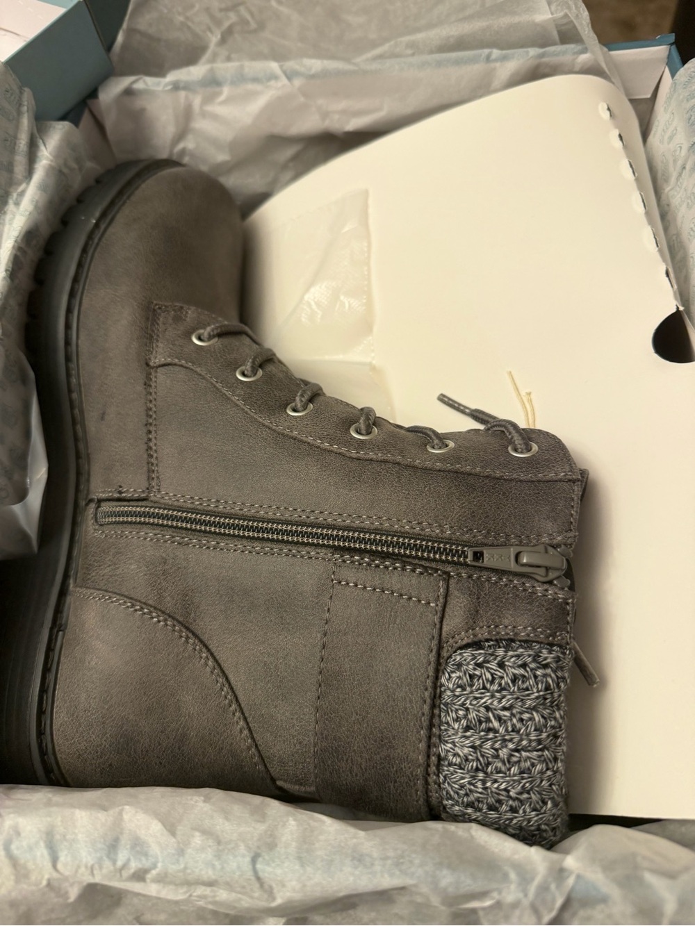 White Mountain Gray Lace-Up Side-Zip Ankle Booties